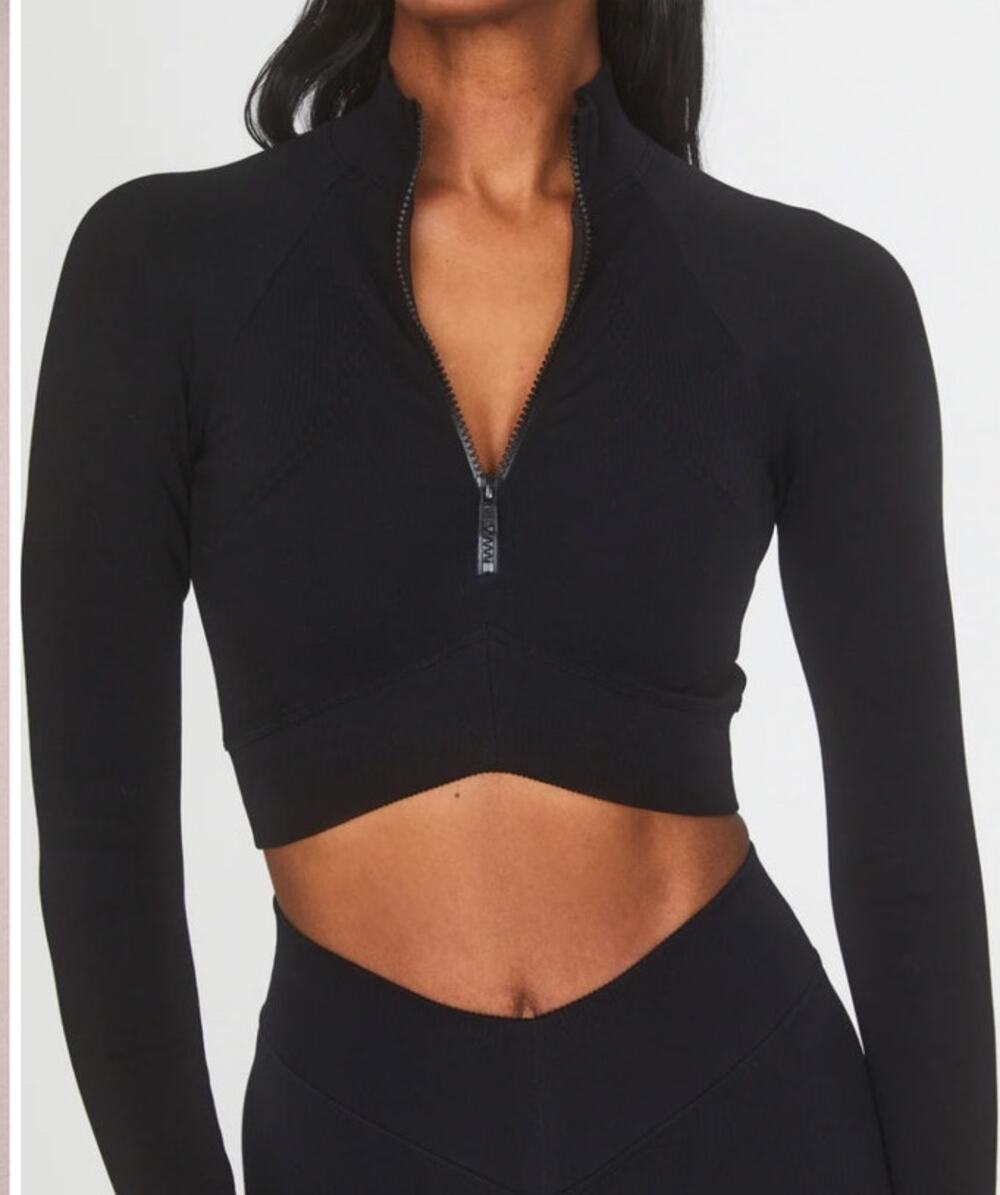 Joja Exhale Long Sleeve Cropped Midnight Black Top  - S